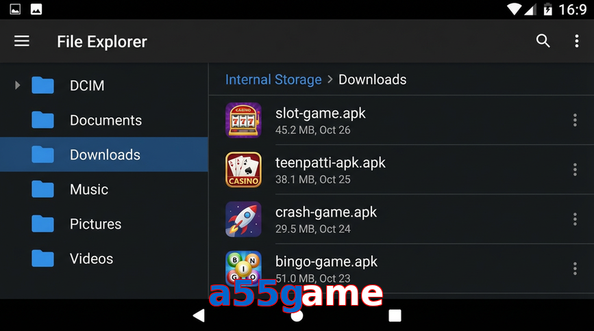 Main screen of A55game gameapk page for PK players